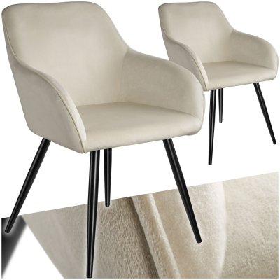 TecTake 2 Chaises MARILYN Design en Velours Style Scandinave - cr&egrave;me/noir