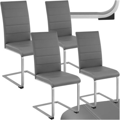 TECTAKE 4 Chaises de Salle &agrave; Manger Rembourr&eacute;es Pieds en m&eacute;tal Argent&eacute;s Design Moderne Gris
