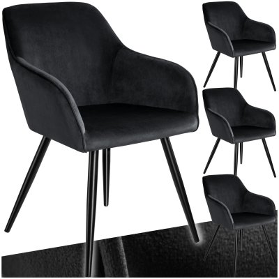 TecTake 4 Chaises MARILYN Design en Velours Style Scandinave - noir