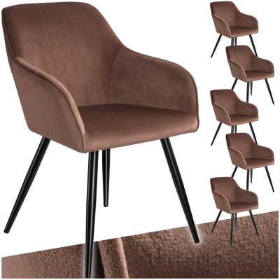 TecTake 6 Chaises MARILYN Design en Velours Style Scandinave - brun-noir