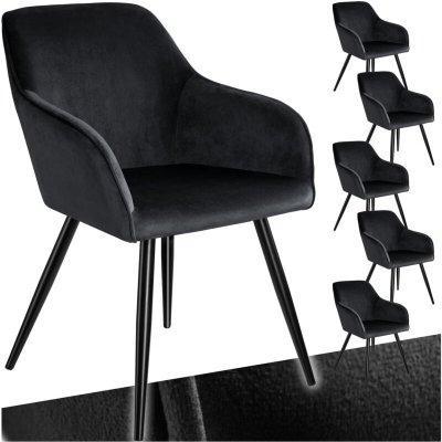 TecTake 6 Chaises MARILYN Design en Velours Style Scandinave - noir