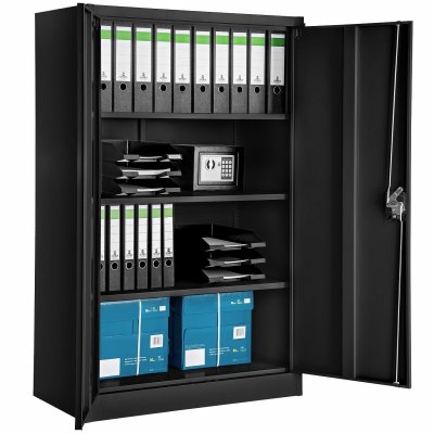 TECTAKE  Armoire m&eacute;tallique &agrave; dossiers 4 niveaux 140x90x40cm - noir