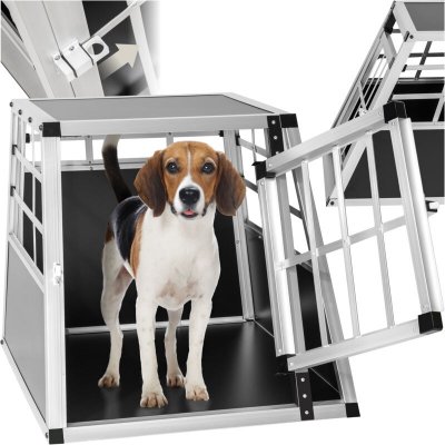 TECTAKE  Caisse de Transport Chien en Aluminium 69 cm x 54 cm x 50 cm Noir