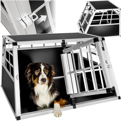 TECTAKE  Caisse de Transport Chien en Aluminium 89 cm x 69 cm x 50 cm Noir