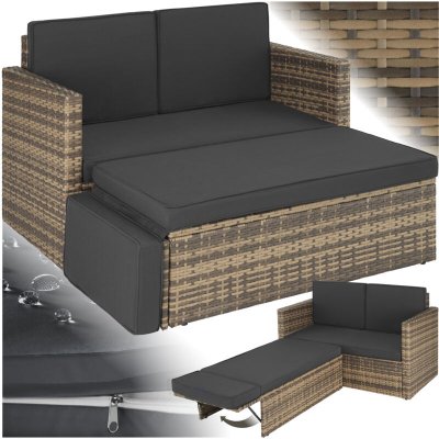 TECTAKE  canap&eacute; de jardin corfou modulable - marron naturel 403688