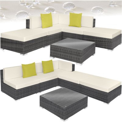 TECTAKE  canap&eacute; de jardin paris modulable 5 places - gris 403832