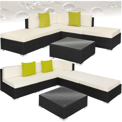 TECTAKE  canap&eacute; de jardin paris modulable 5 places - noir 403830