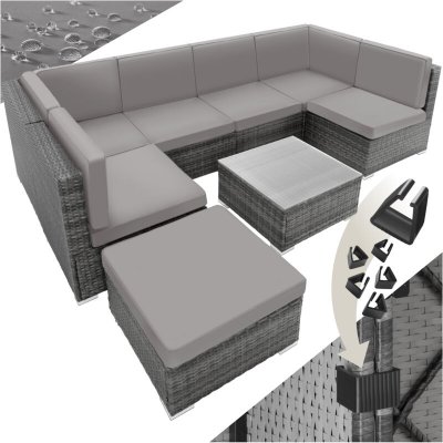 TECTAKE  canap&eacute; de jardin venise 7 places - gris 402698