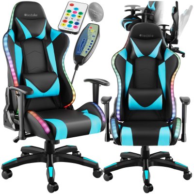 TECTAKE  chaise de gaming dossier r&eacute;glable avec fonction massage et led TARTAROS 