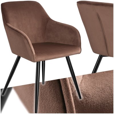 Tectake Chaise MARILYN Effet Velours Style Scandinave - brun-noir