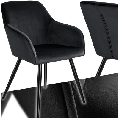 Tectake chaise marilyn effet velours style scandinave - noir 403663