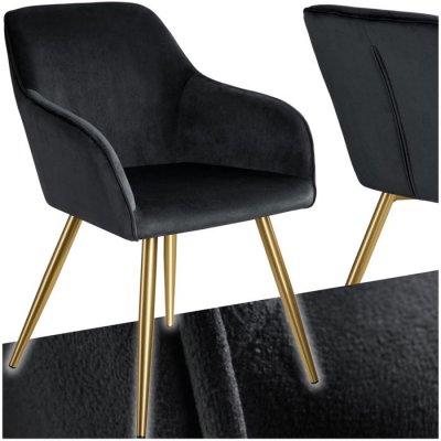 Tectake chaise marilyn effet velours style scandinave - noir/or 403654