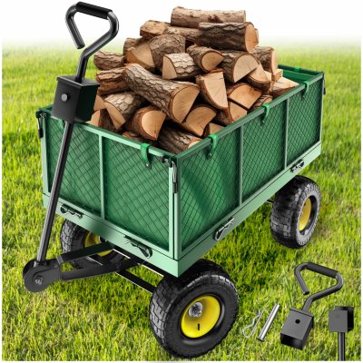 TECTAKE  Chariot de Jardin + B&acirc;che Charge Maximum 550 Kg Vert