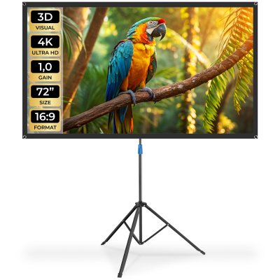 TECTAKE  - &Eacute;cran de projection Cinema avec tr&eacute;pied pliable 16:9 4K HD 72 pouces - blanc
