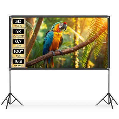 TECTAKE  - &Eacute;cran de projection Cinema avec tr&eacute;pieds pliables 16:9 4K HD - 100/275 cm blanc