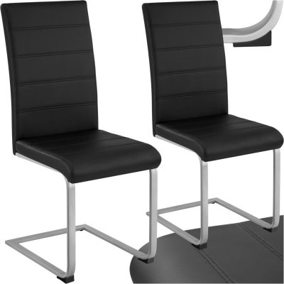 Tectake - Ensemble de 2 chaises de salle &agrave; manger Rembourr&eacute; avec rev&ecirc;tement aspect cuir - noir