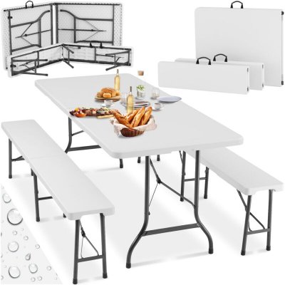 TECTAKE  ensemble de table de camping pliable - blanc 404527