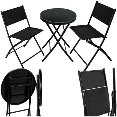 TECTAKE  ensemble table et chaises de jardin dusseldorf - noir 402936