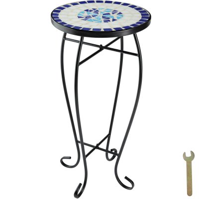 TECTAKE  gu&eacute;ridon mosa&iuml;que 30x30x61,5 cm - blanc/bleu 402769
