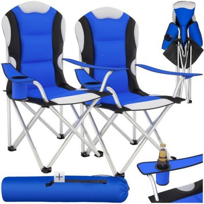 TECTAKE  lot de 2 chaises pliantes avec rembourrage - bleu 401300