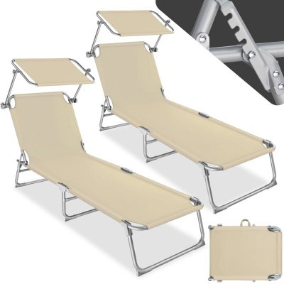 TECTAKE  Lot de 2 transats acier - beige