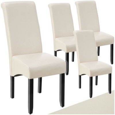 Tectake lot de 4 chaises aspect cuir - beige 403498