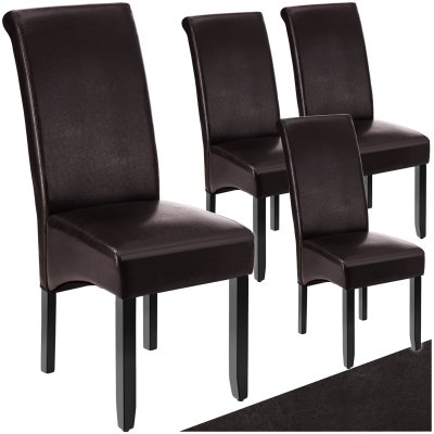 Tectake lot de 4 chaises aspect cuir - marron 403496