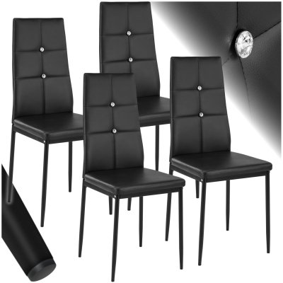 TecTake Lot de 4 chaises avec strass - noir