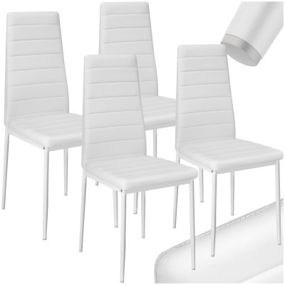 Tectake lot de 4 chaises avec surpiq&ucirc;re - blanc 401845