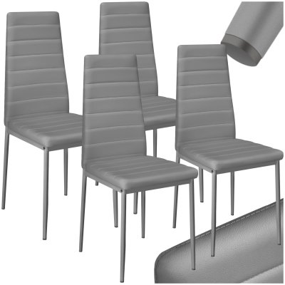 Tectake lot de 4 chaises avec surpiq&ucirc;re - gris 401846