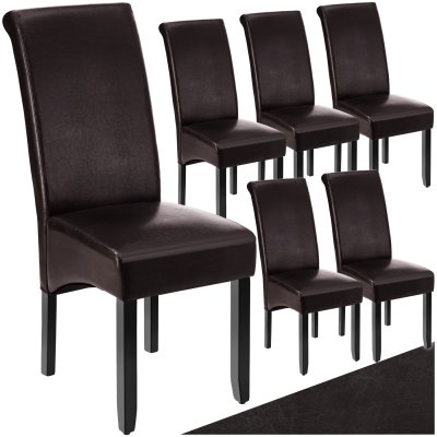 Tectake lot de 6 chaises aspect cuir - marron 403497