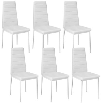 Tectake lot de 6 chaises avec surpiq&ucirc;re - blanc 401850