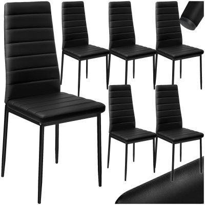 Tectake lot de 6 chaises avec surpiq&ucirc;re - noir 401848