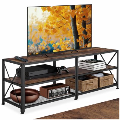 TECTAKE  meuble bas - 141 cm - bois fonc&eacute; industriel 404541