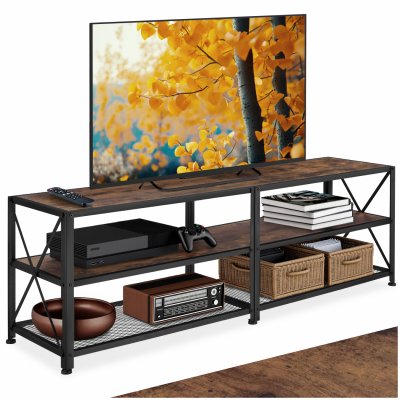 TECTAKE  meuble bas - 161 cm - bois fonc&eacute; industriel, rustique 404543
