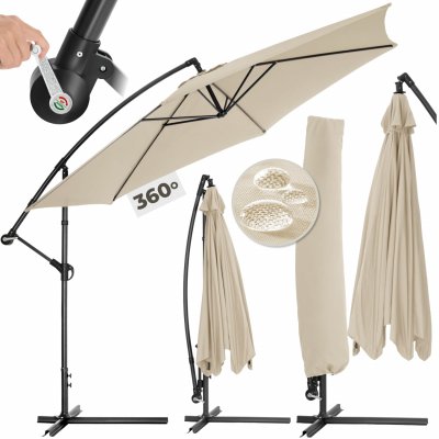 TECTAKE  parasol 350 cm avec housse de protection - beige 400622