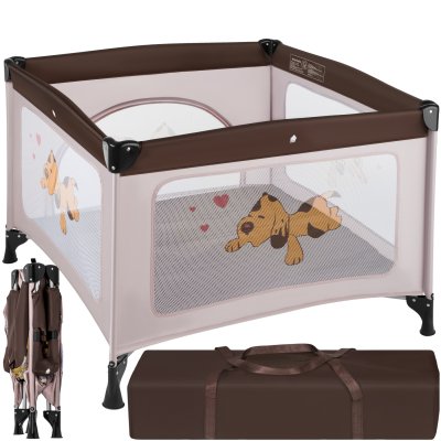 TECTAKE  Parc B&eacute;b&eacute;, Lit de voyage Pliant Tommy Junior 105x105x78cm - marron