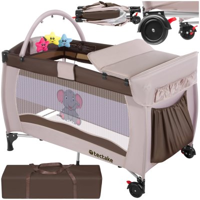 TECTAKE  - petit lit parapluie, parc enfant, lit d&acute;appoint - marron