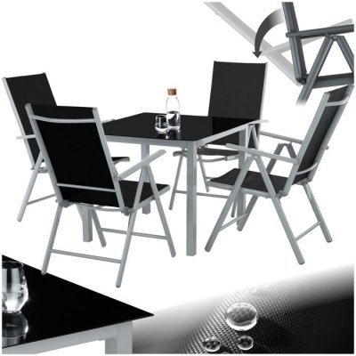 TECTAKE  salon de jardin aluminium 4 places - gris/argent 403906