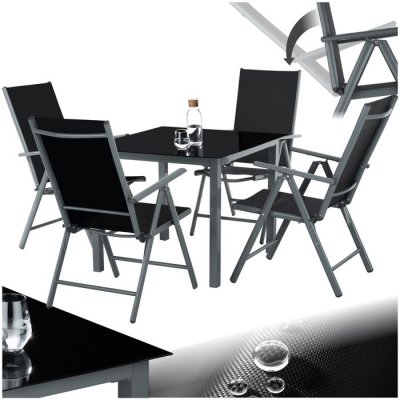 TECTAKE  salon de jardin aluminium 4 places - gris fonc&eacute; 403905