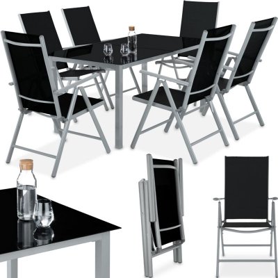 TECTAKE  salon de jardin aluminium 6 places - gris clair 402167