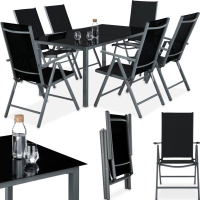 TECTAKE  salon de jardin aluminium 6 places - gris fonc&eacute; 402166