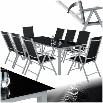 TECTAKE  salon de jardin aluminium 8 places - gris clair 402165