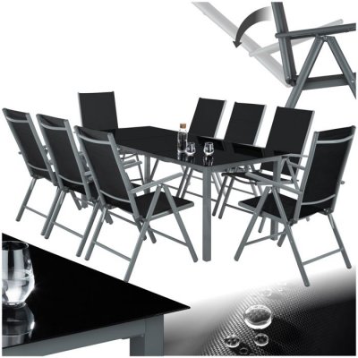 TECTAKE  salon de jardin aluminium 8 places - gris fonc&eacute; 402164