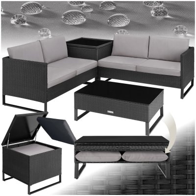 TECTAKE  salon de jardin en polyrotin ostuni - noir 404300