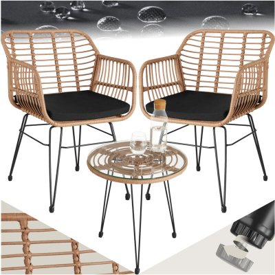 TECTAKE  salon de jardin en rotin molfetta - marron naturel 403558
