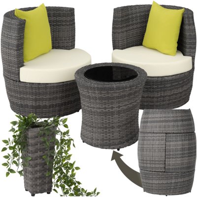 TECTAKE  salon de jardin nice 2 places en aluminium - gris 403141