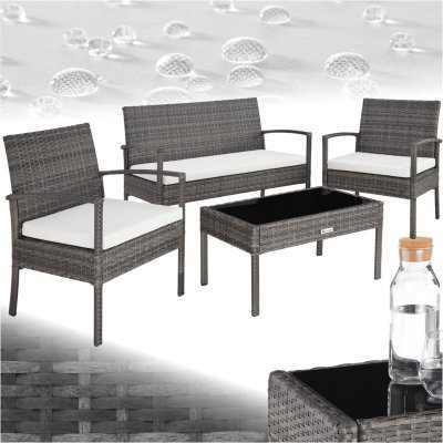 Tectake salon de jardin sparte 4 places - gris 403398