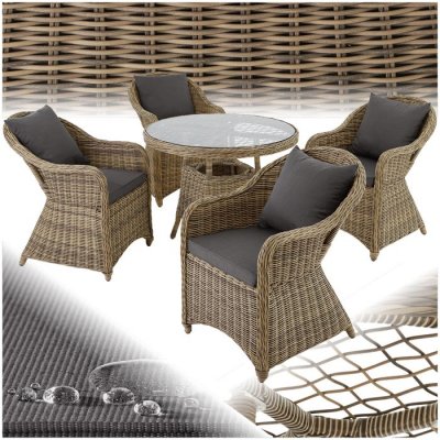 TECTAKE  salon de jardin zurich 4 places - marron naturel 401765