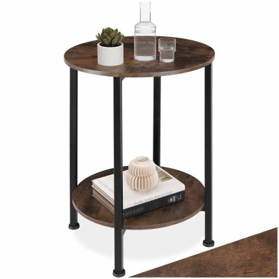 Tectake Table d&acute;appoint BALLINA 45x64cm - bois fonc&eacute; industriel